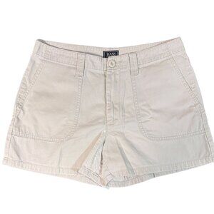 Vintage Bass & Co Twill Shorts Women's Sz 10 Lt Beige Flap Pockets Walking Hikin